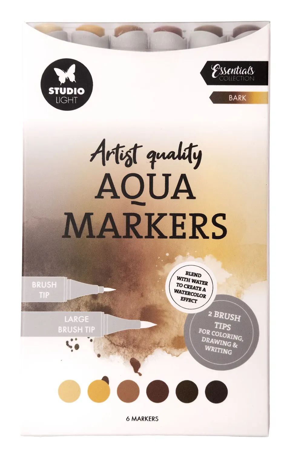 Studio Light Essentials Aqua Markers Bark Braun 6 Stück