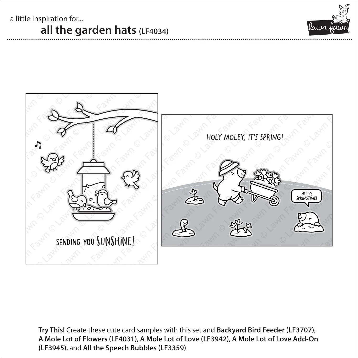 Lawn Fawn All the Garden Hats Clear Stamps Gartenhüte
