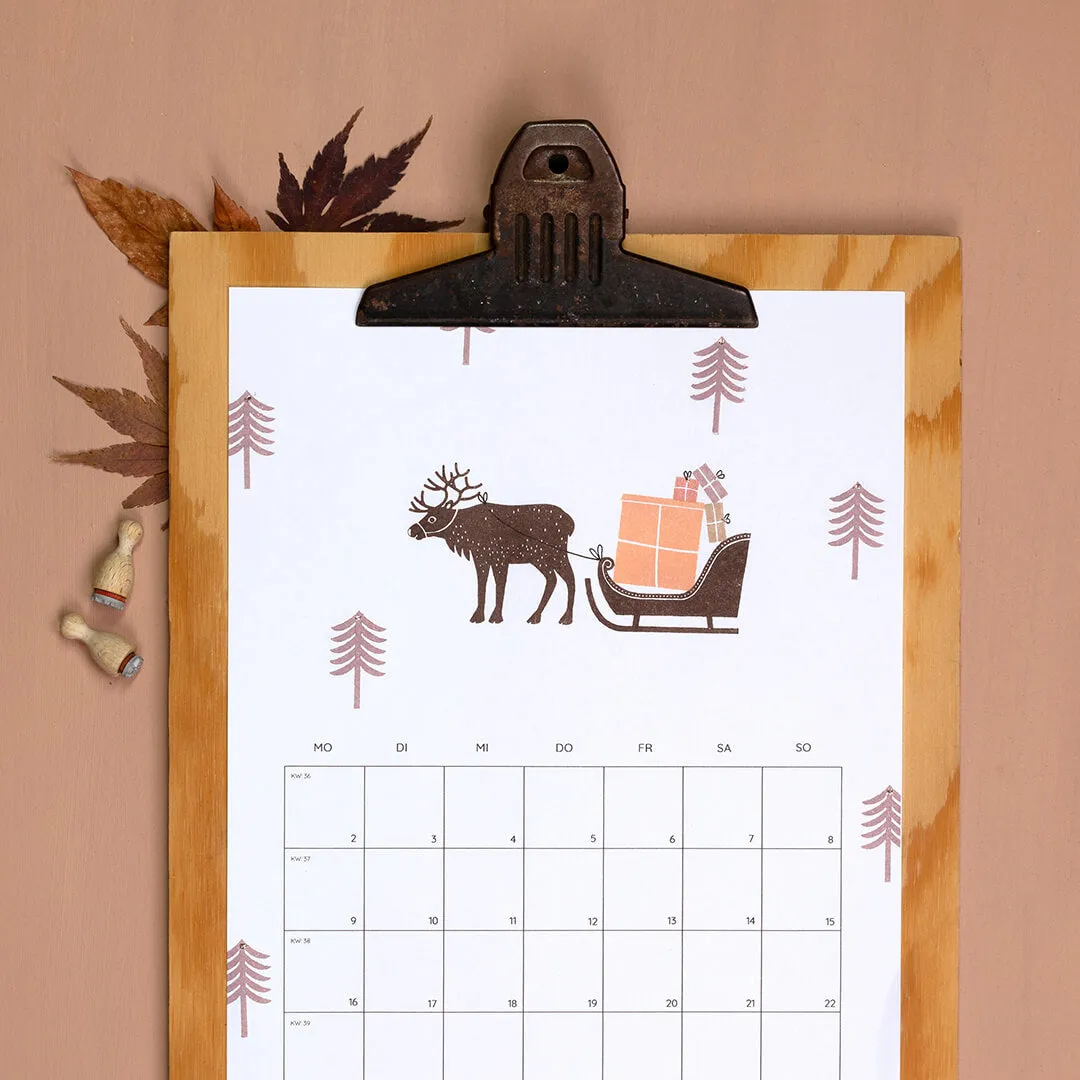 Perlenfischer Weihnachtsschlitten Stempel 32x52 mm Holz