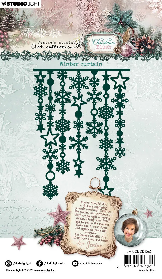 Jenine's Mindful Art Christmas Blush Cutting Die Winter curtain