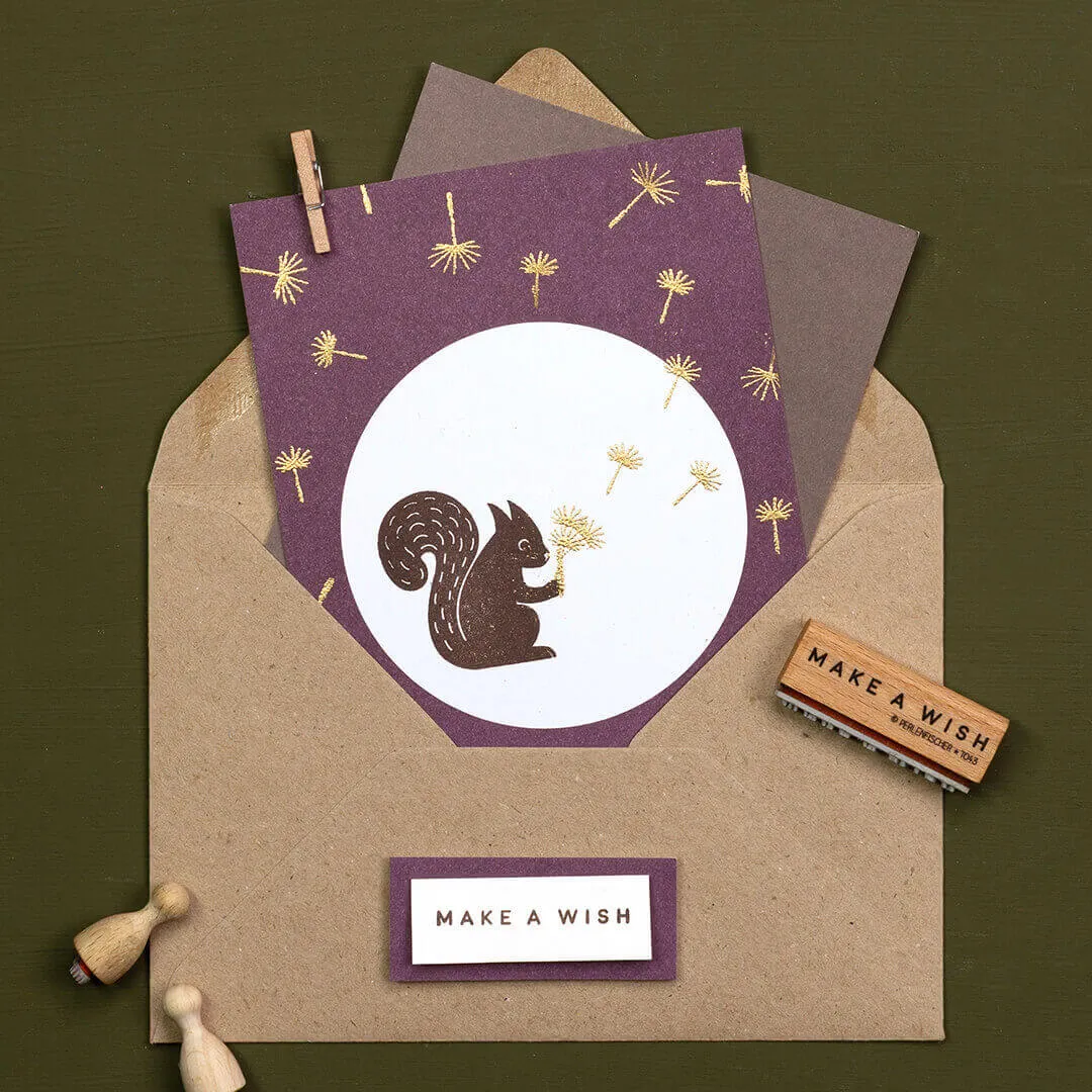 Perlenfischer Make a wish Textstempel 39x3 mm