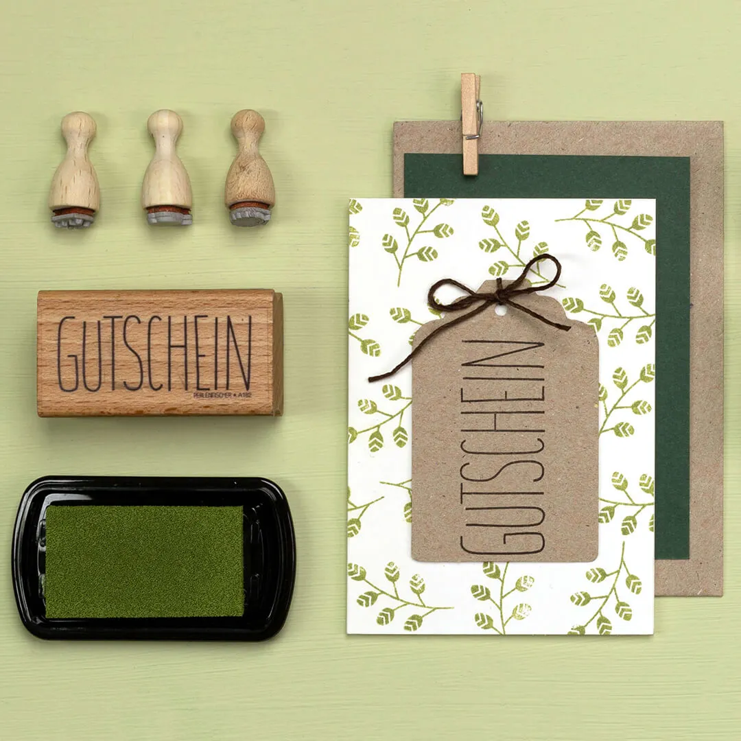 Perlenfischer Gutschein Stempel 20x51 mm Geburtstag Text