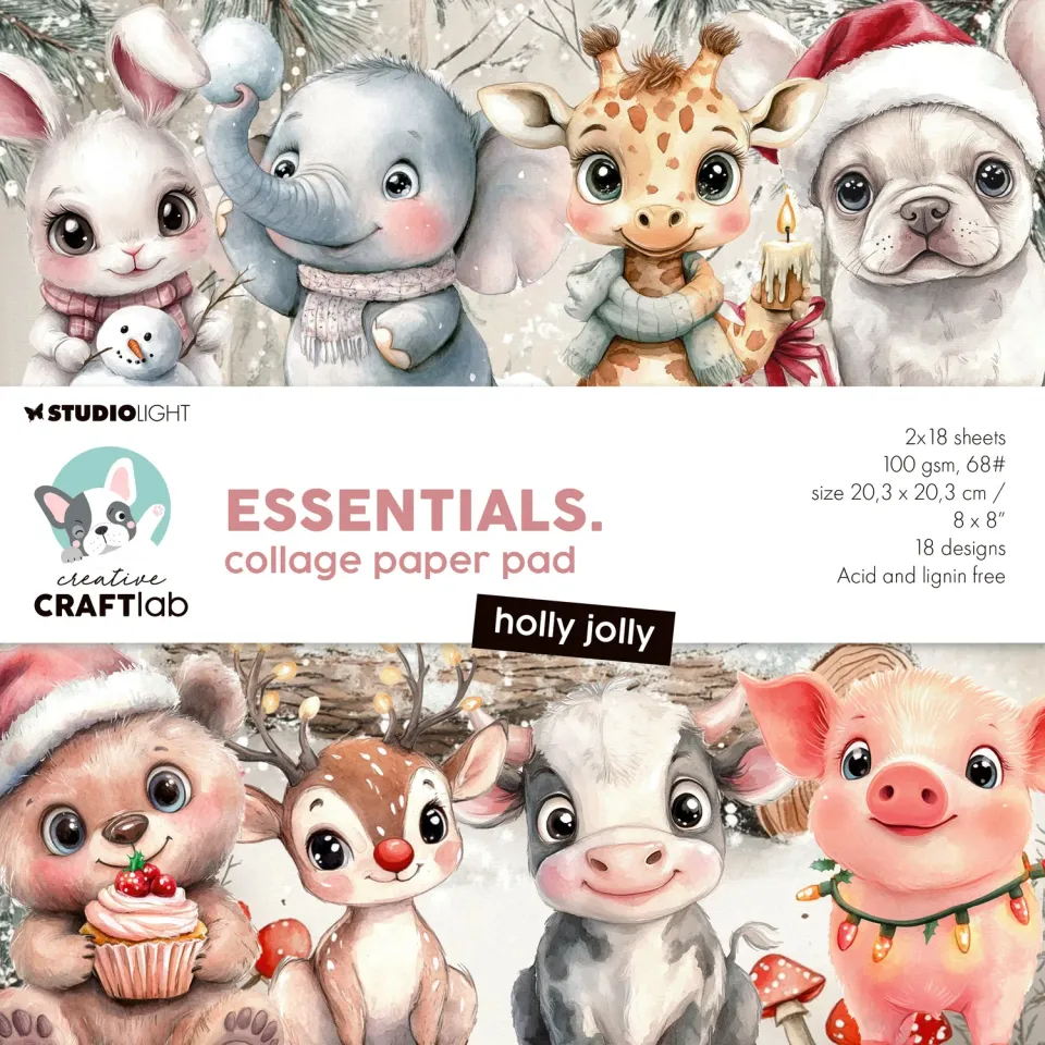 Creative Craftlab Essentials Collage Paper Pad Holly Jolly 36 Blatt