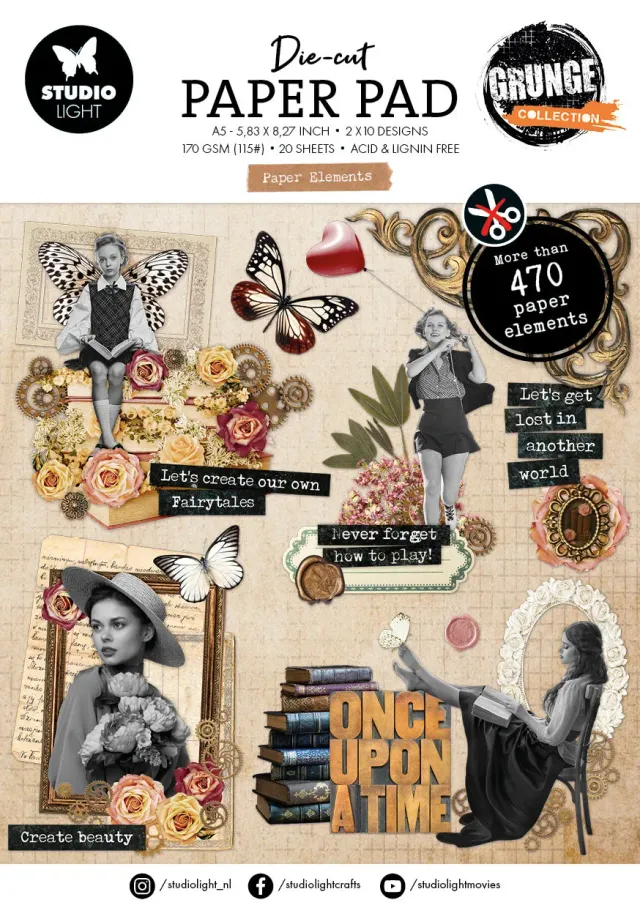 StudioLight Grunge Vintage Flowers Die-cut Papier Elemente