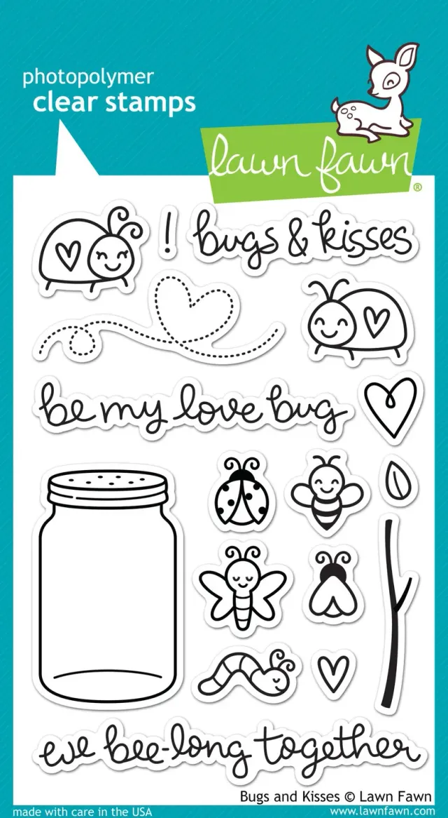 Lawn Fawn Bugs and Kisses Clear Stamps 17-teilig Liebe