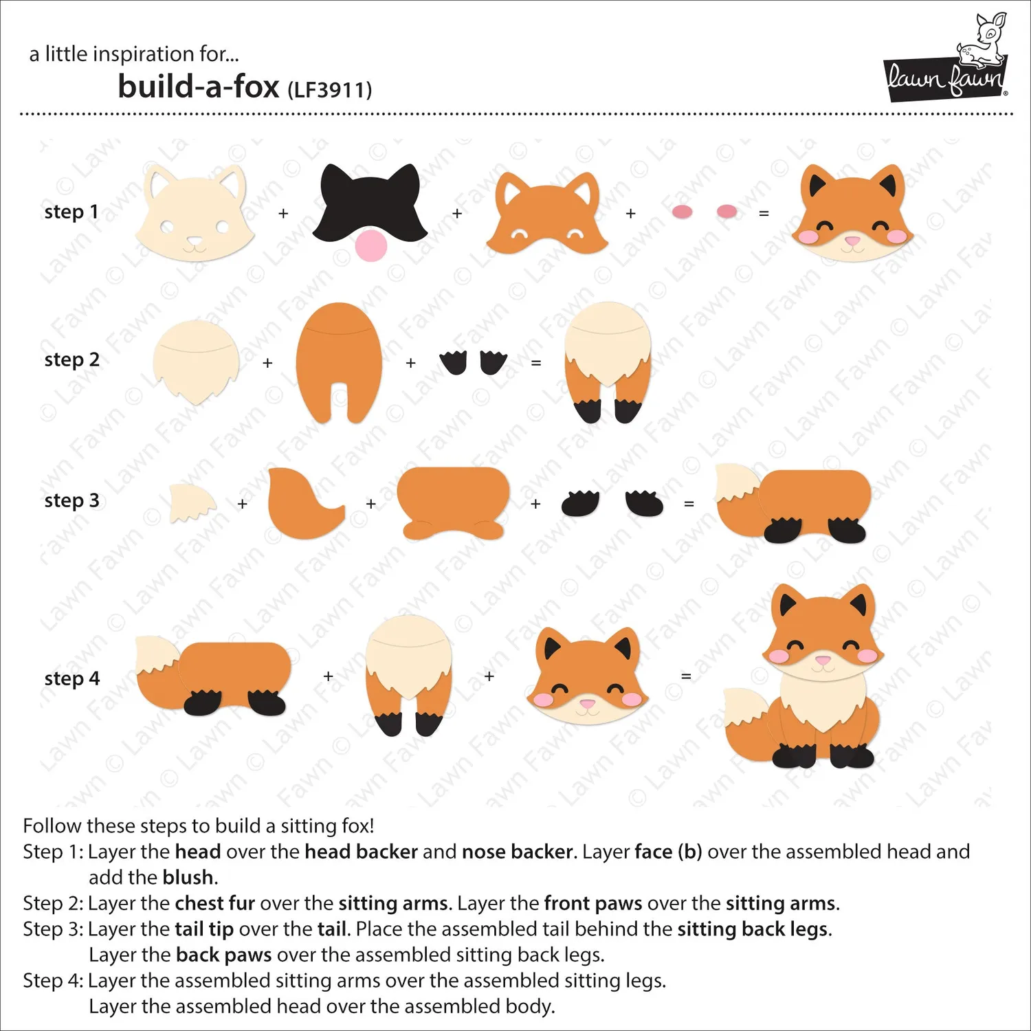 Lawn Fawn Build-A-Fox LF3911 Stanze Fuchs 17-tlg