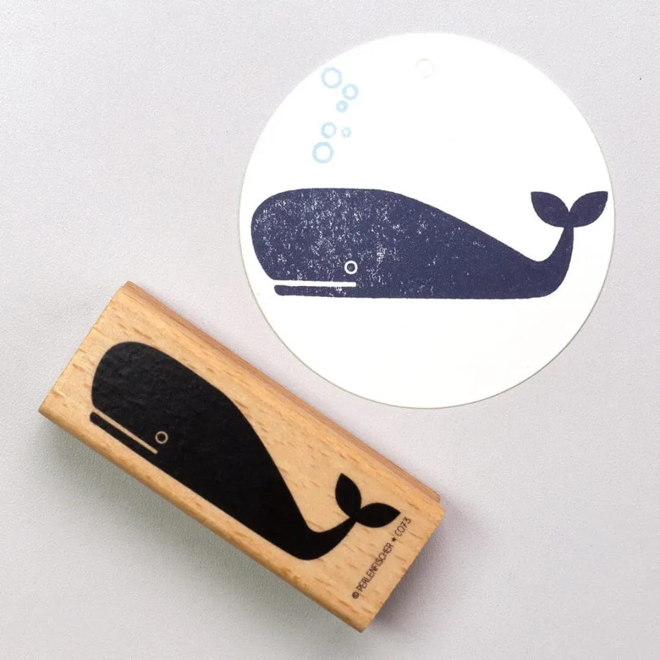 Perlenfischer Wal Stempel 22x71 mm Maritim