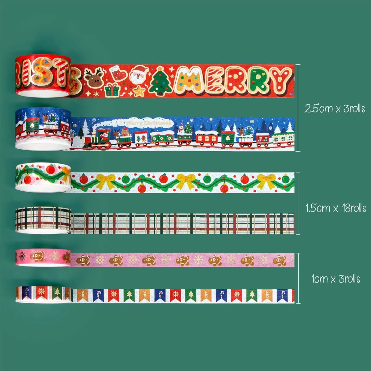 Ieebee Christmas Washi Tape Set 24 Rollen Santa