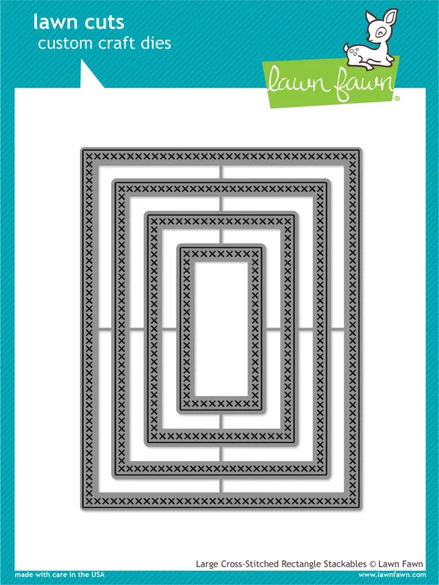 Lawn Fawn Large Cross-Stitched Rectangle Stanzschablonen 4er