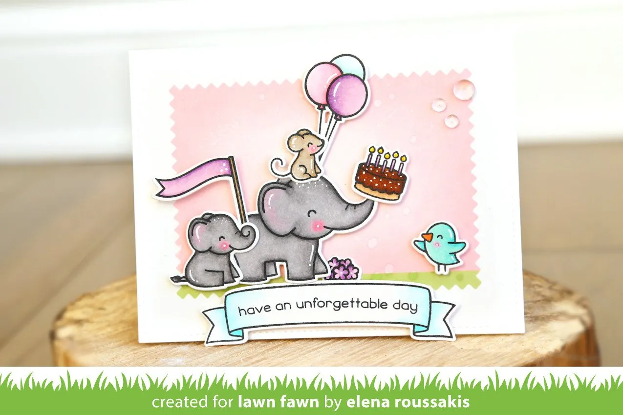 Lawn Fawn Elphie Selfie Clear Stamps Elefant Geburtstag