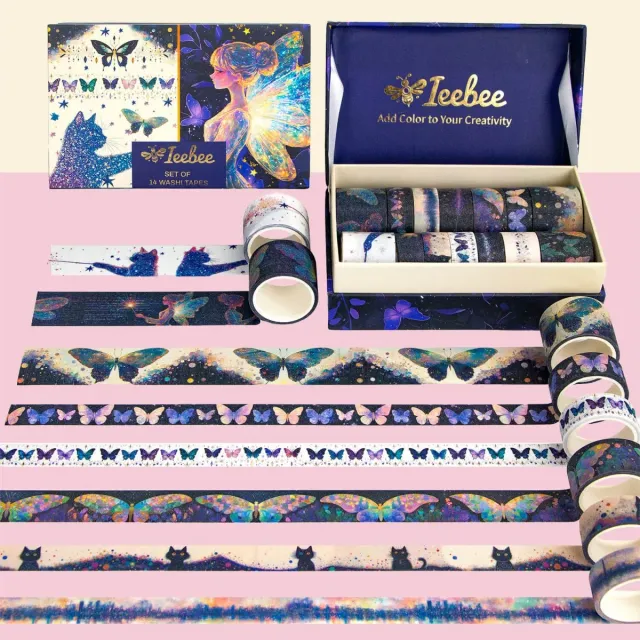 Ieebee Glitter Fairy Washi Tape Set 14 Rollen Sterne Glitzer