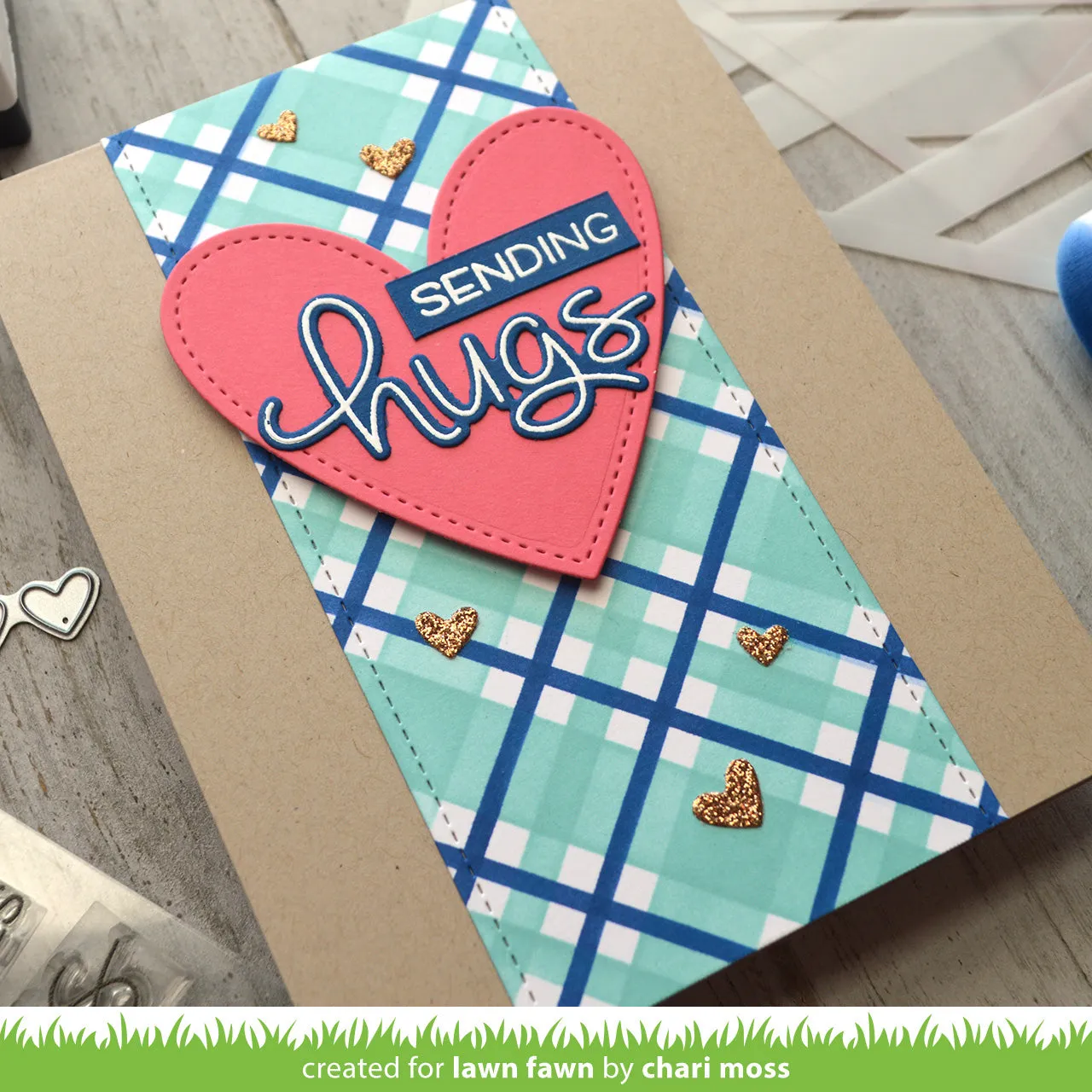 Lawn Fawn Plaid Stencils Schablonen Karo 15x15 cm