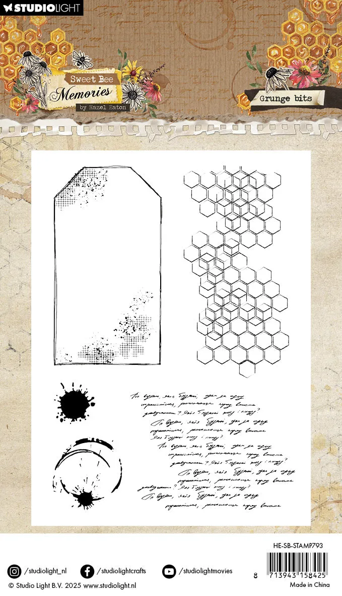 Hazel Eaton Sweet Bee Memories Grunge bits Clear Stamp 96x136mm