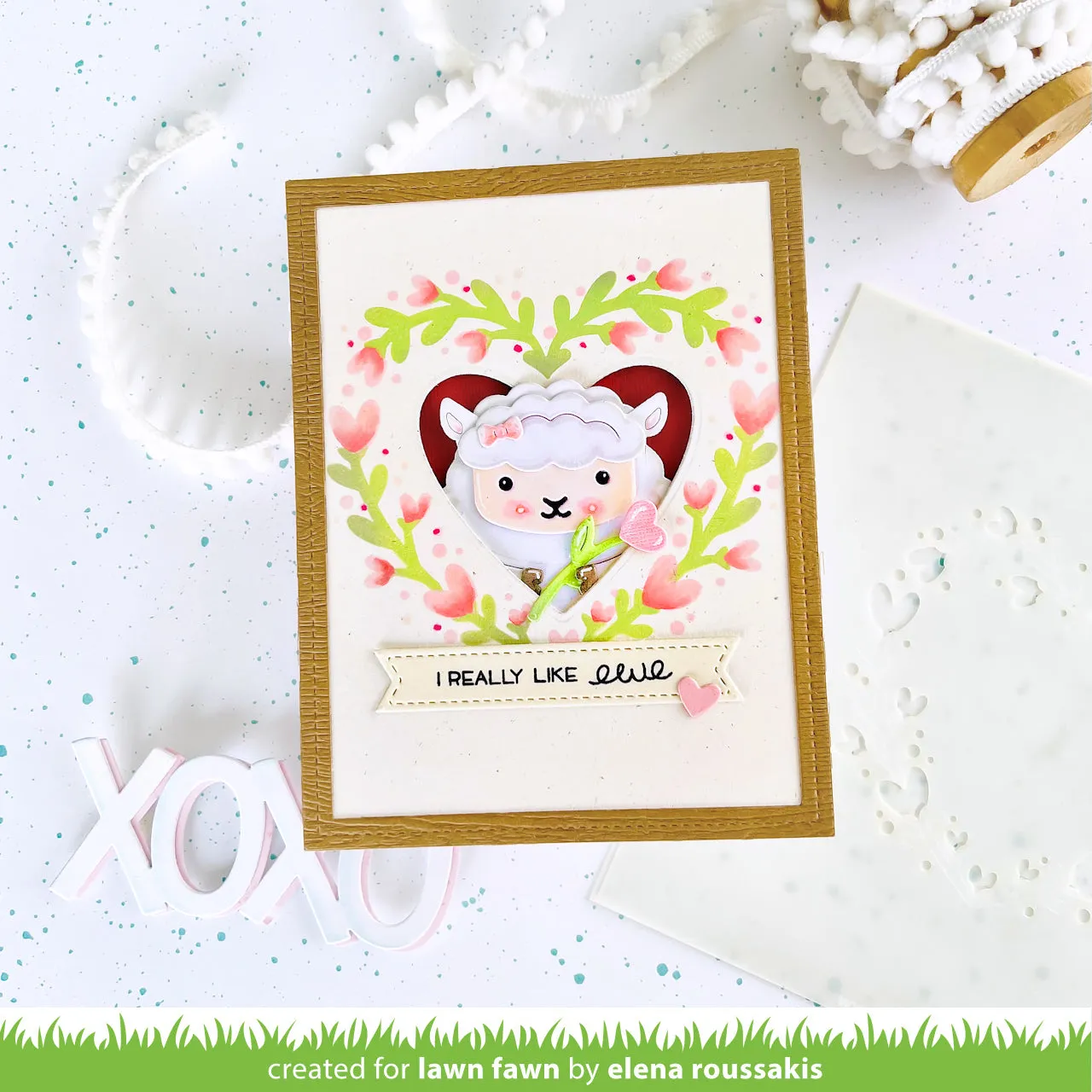 Lawn Fawn Heart Wreath Schablonen Set Herz-Kranz
