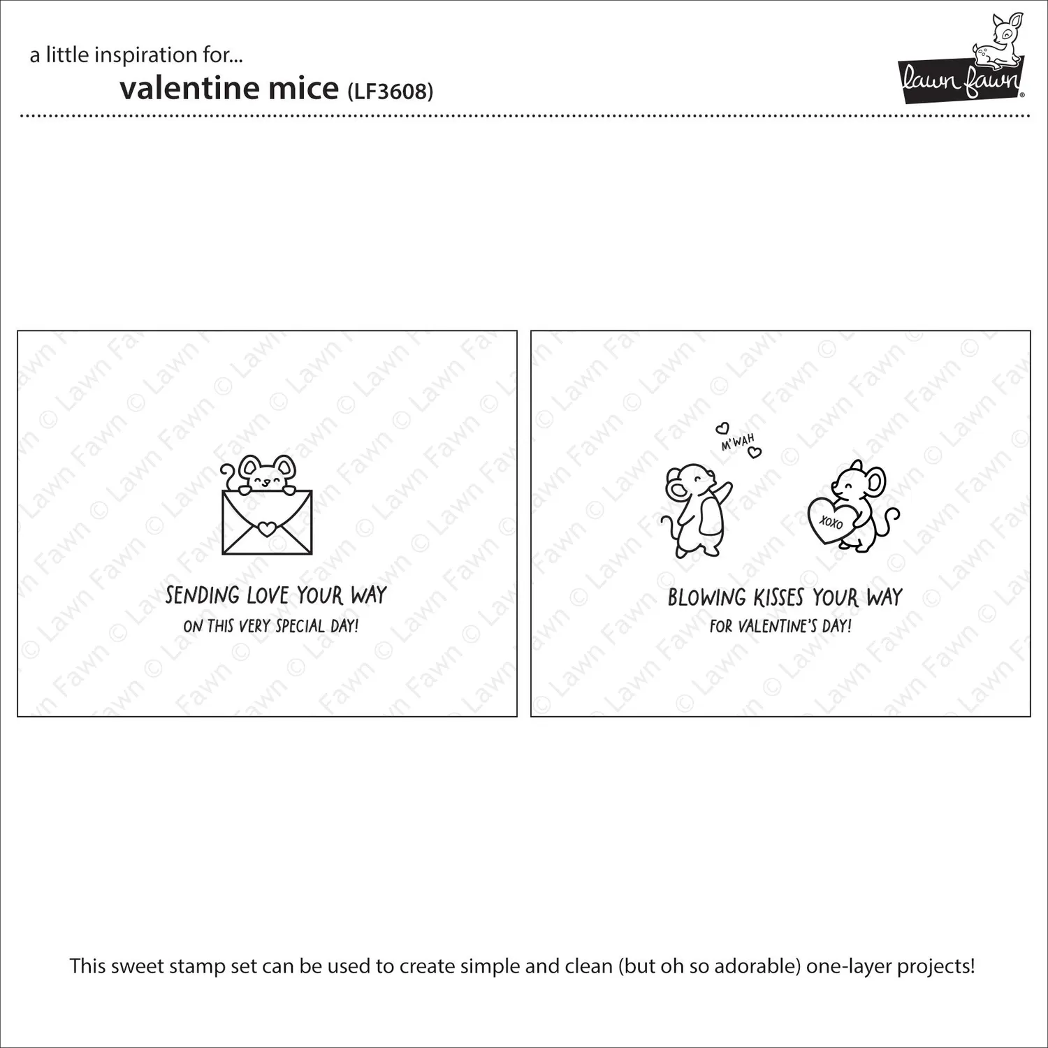 Lawn Fawn Valentine Mice Stempelset Valentinstag Mäuse