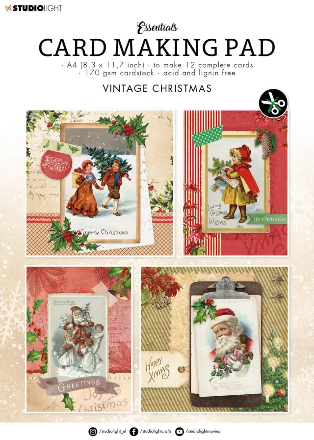 StudioLight Essentials Kartenblock Vintage Christmas A4