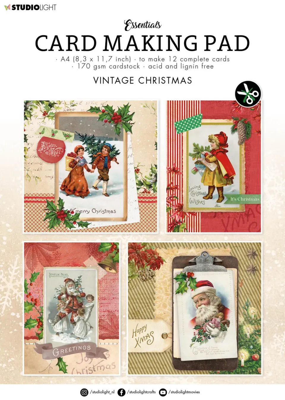 StudioLight Essentials Kartenblock Vintage Christmas A4