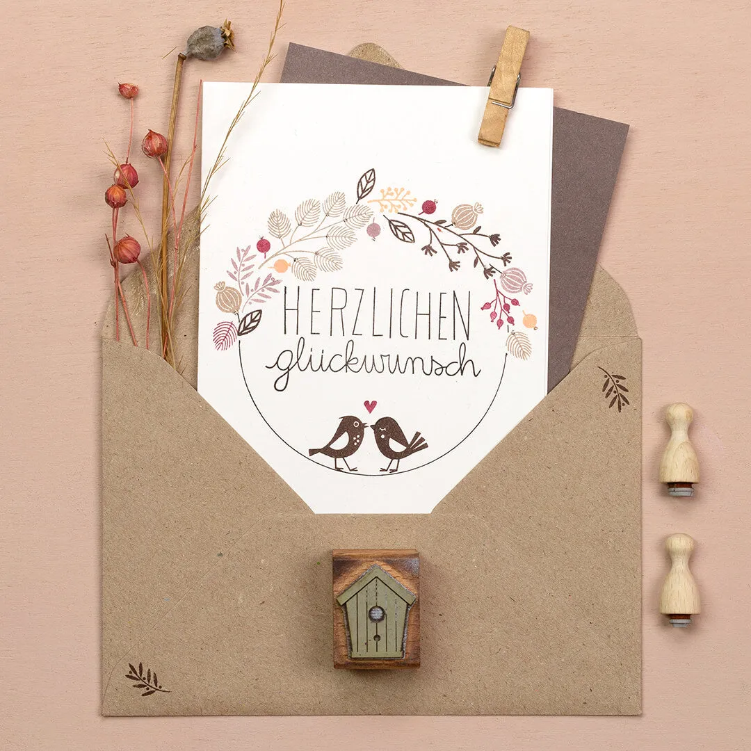 Perlenfischer Herzlichen Glückwunsch Stempel 32x65 mm