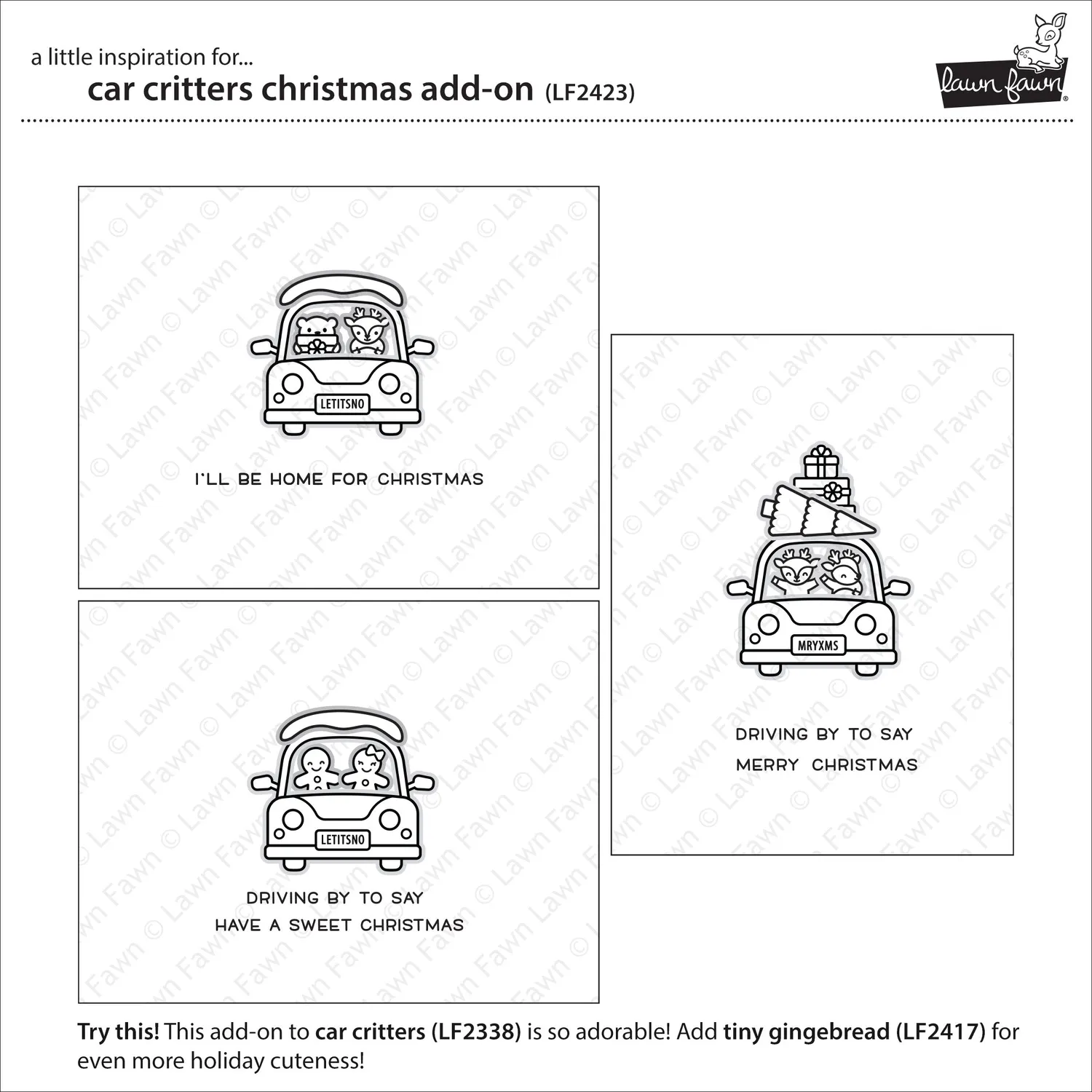 Lawn Fawn Car Critters Christmas Clear Stamps Winter