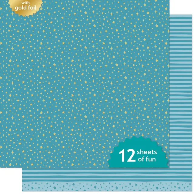 Lawn Fawn Aquamarine LF3837 Scrapbooking-Papier 12x12 Gold