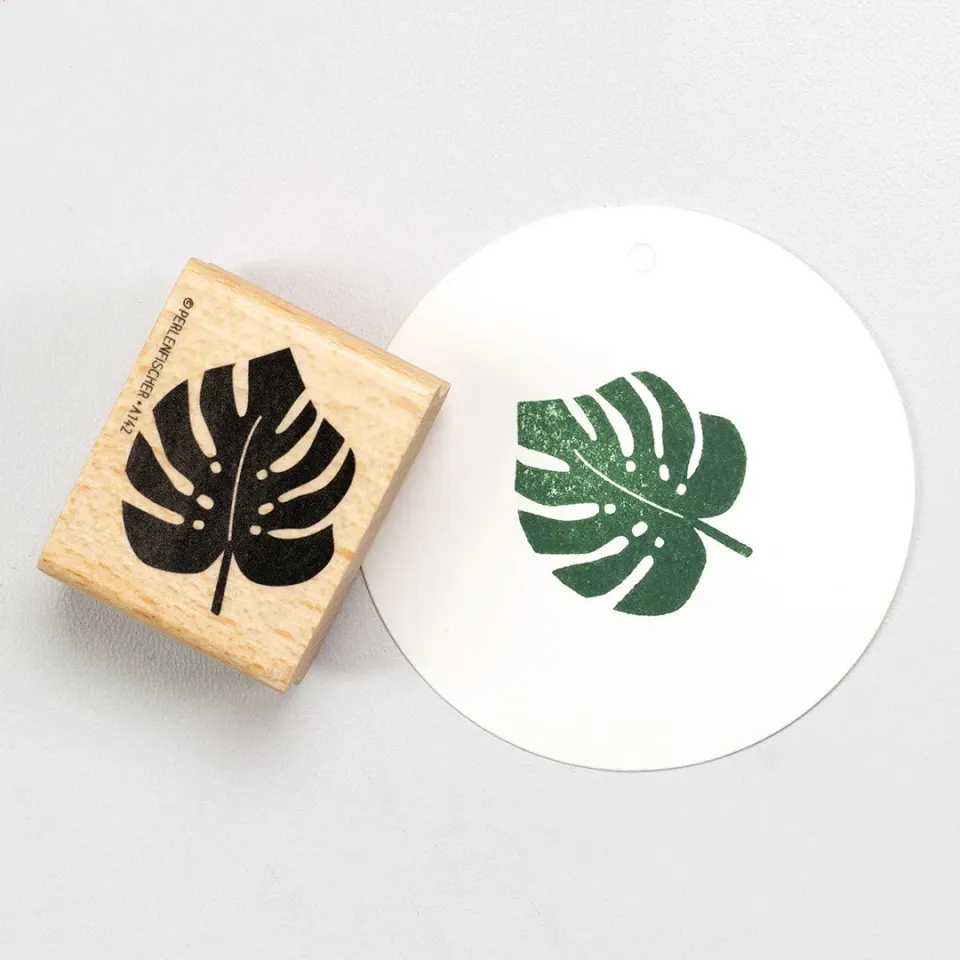 Perlenfischer Monsterablatt Stempel Holz 36x32 mm