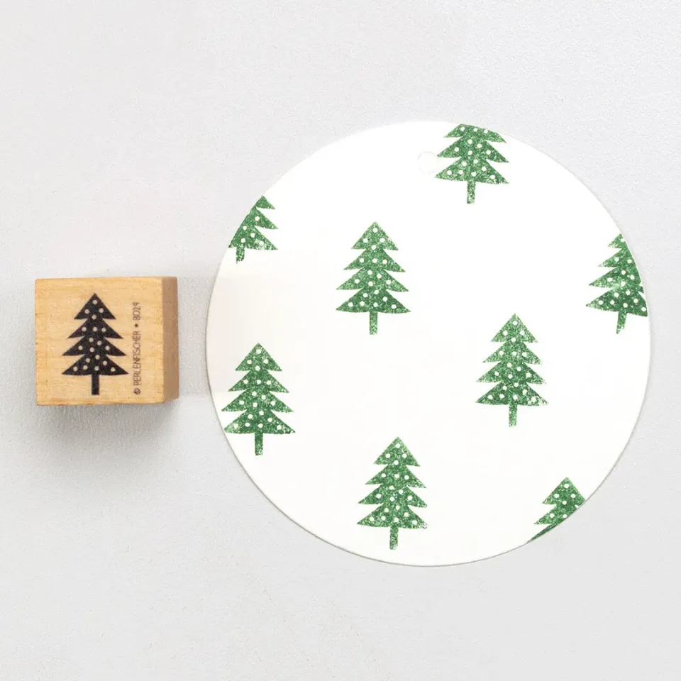 Perlenfischer Fir Tree with Dots Stempel 19x13 mm