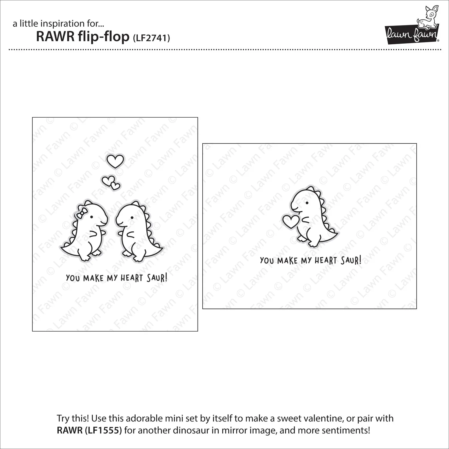 Lawn Fawn Rawr Flip-Flop LF2741 Stempel Dino
