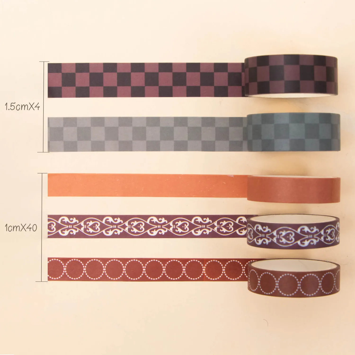 Ieebee Minimalist Washi Tape 44 Rollen neutral Grid