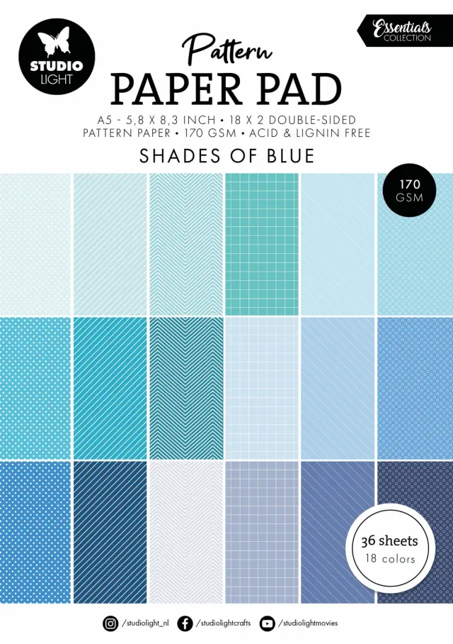 Studio Light Essentials Pattern Paper Pad Shades of Blue A5