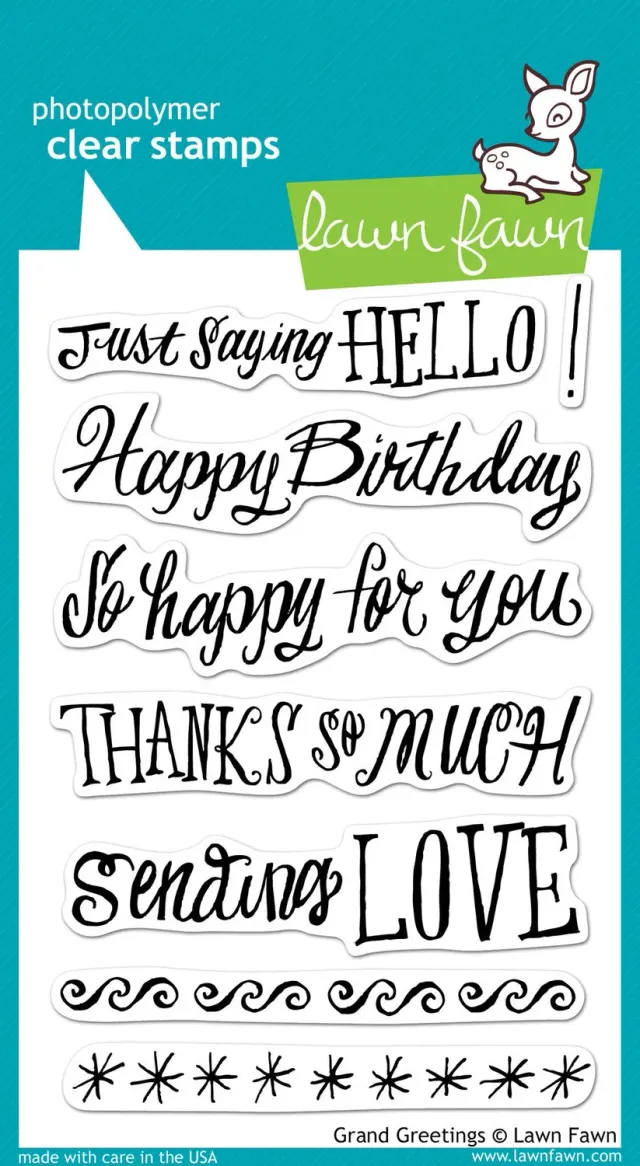 Lawn Fawn Grand Greetings Clear Stamps 8-teilig Grüße
