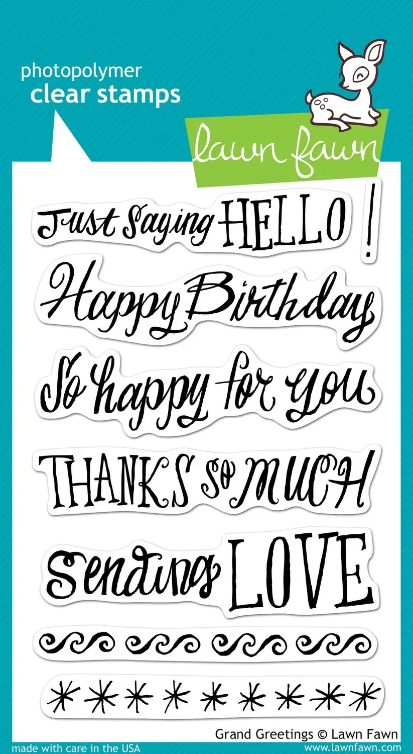 Lawn Fawn Grand Greetings Clear Stamps 8-teilig Grüße