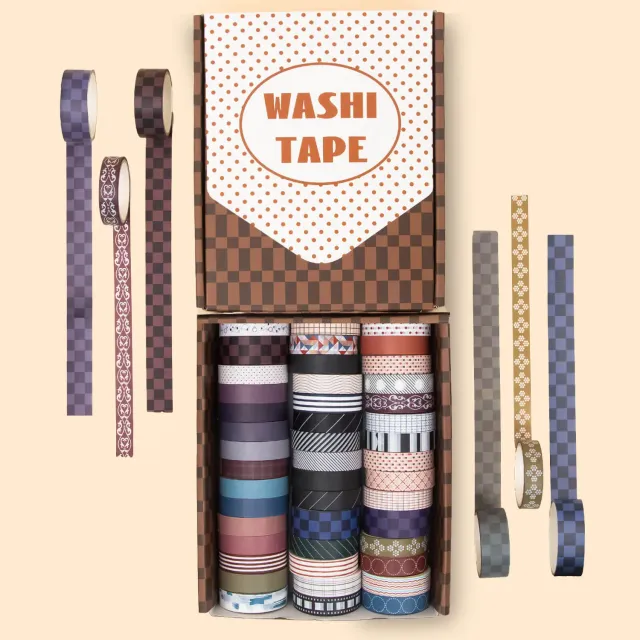Ieebee Minimalist Washi Tape 44 Rollen neutral Grid