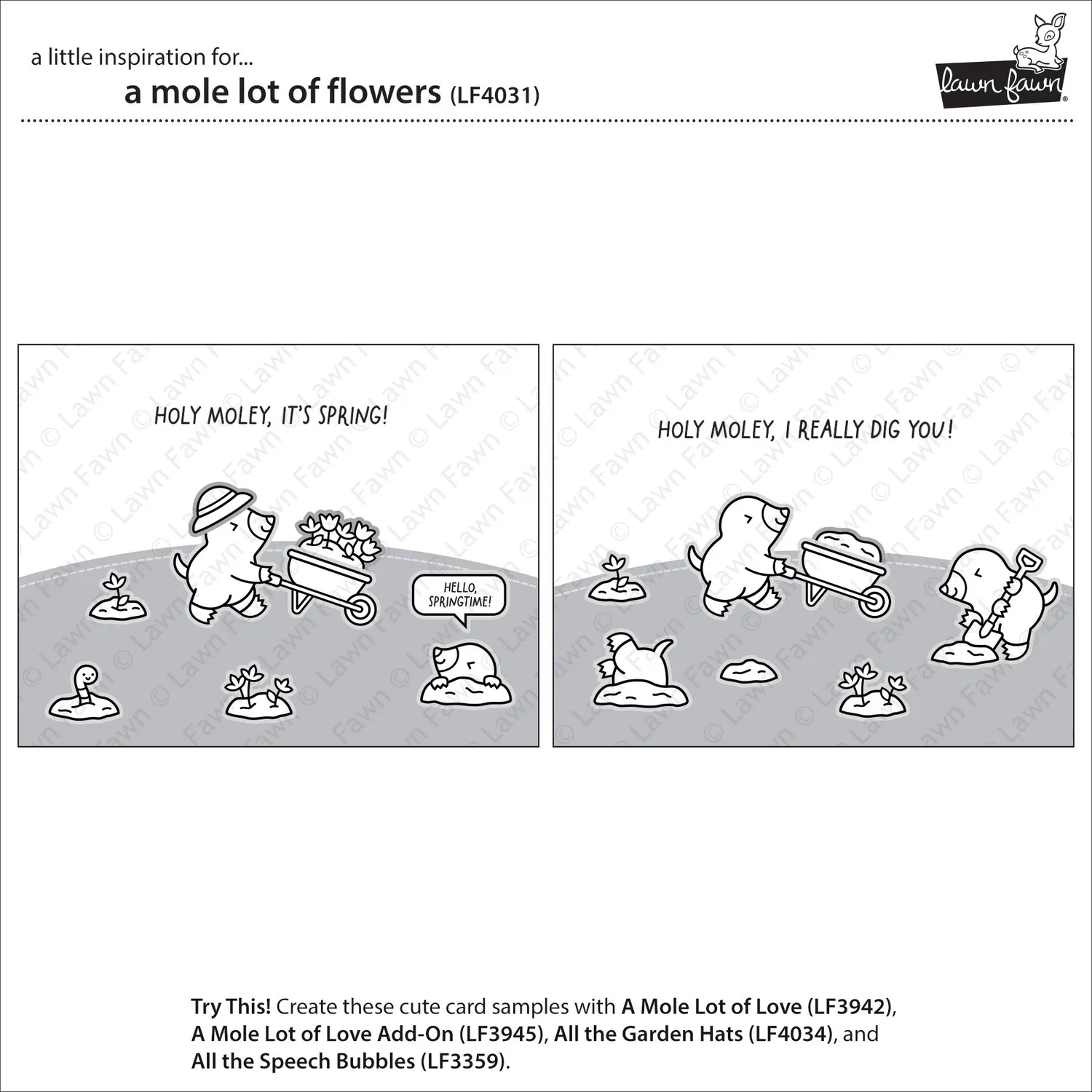 Lawn Fawn A Mole Lot of Flowers Stempelset Muttertag