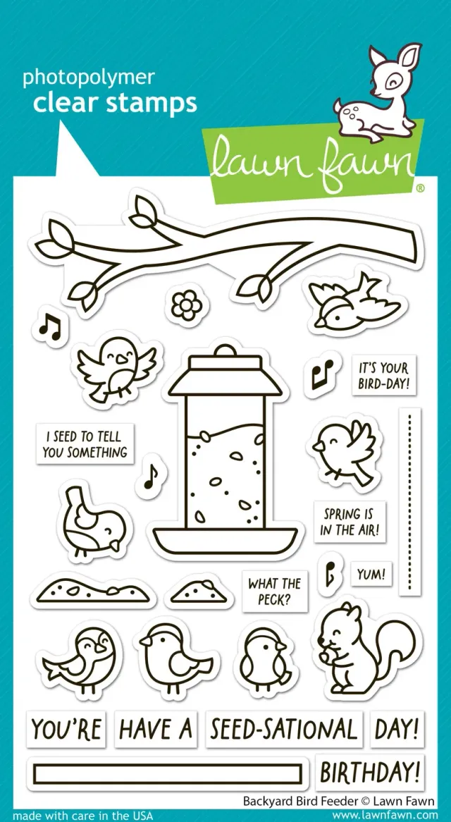 Lawn Fawn LF3707 Stempelset Backyard Bird Feeder Vögel