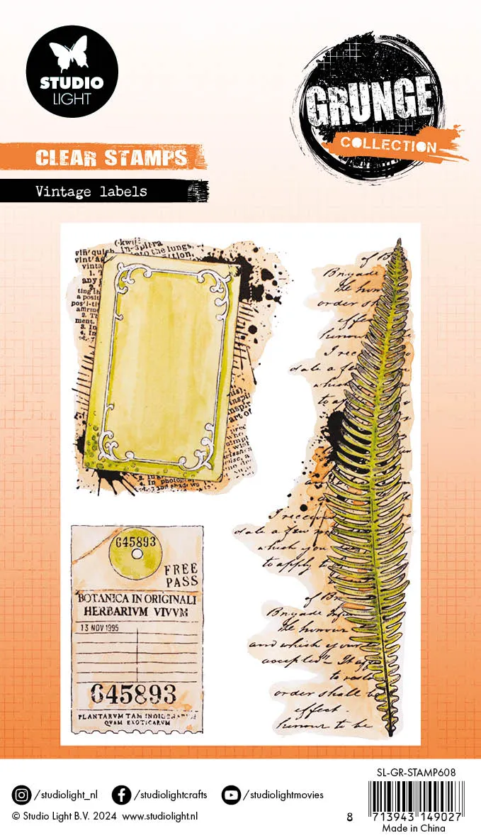 StudioLight Grunge Clear Stamp Vintage labels Etiketten