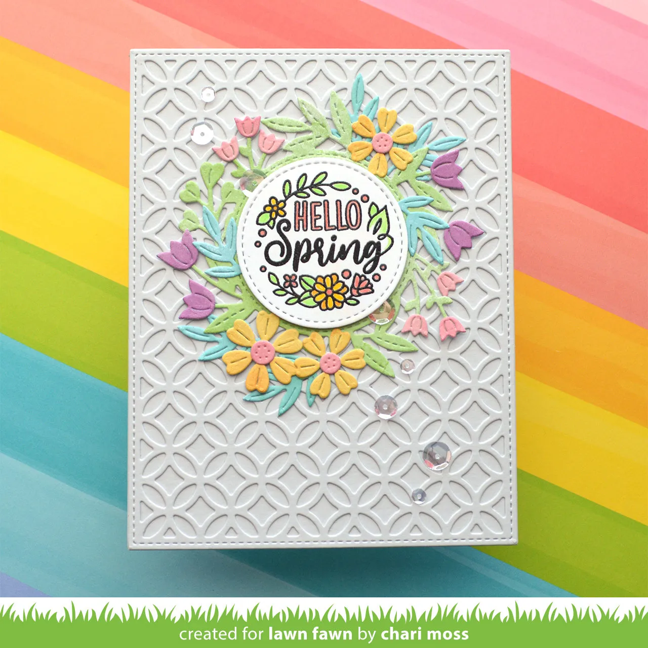 Lawn Fawn Magic Iris Floral Wreath Add-On Stanzen