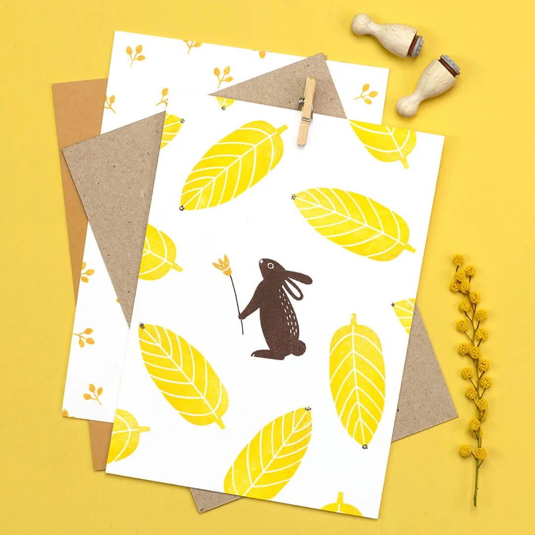 Perlenfischer Hase stehend Stempel 38x27 mm Holz Osterhase