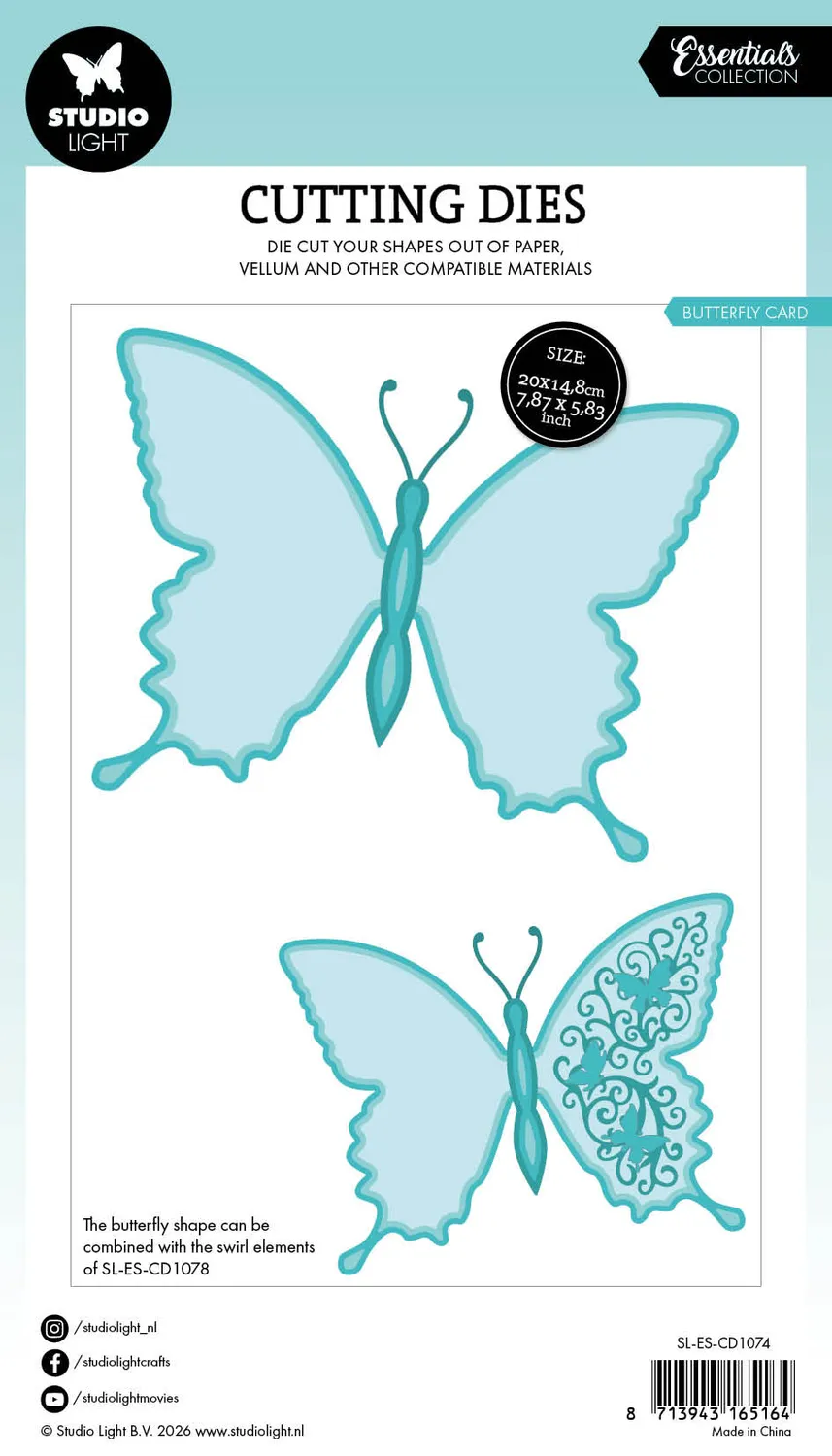 Studio Light Essentials Stanzschablone Butterfly Kartenform A5