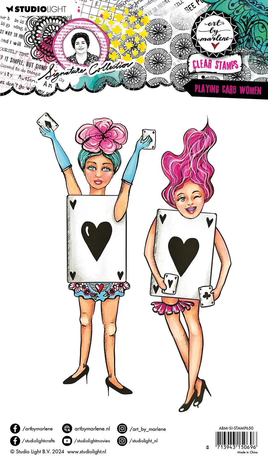 Art by Marlene Signature Playing Card Women Clear Stamp