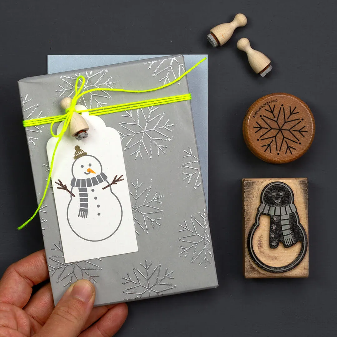 Perlenfischer Schneemann Stempel 35 x 55 mm Holz