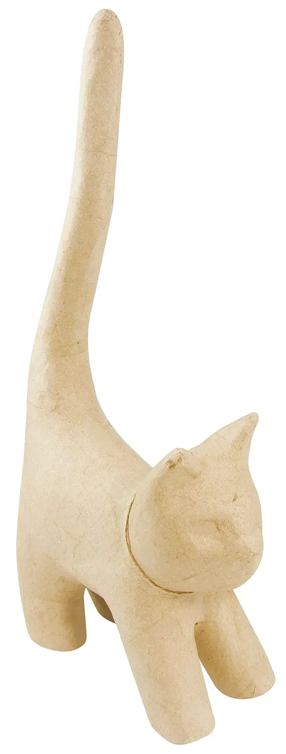 décopatch SA112O Pappmaché Katze 32 cm langer Schwanz