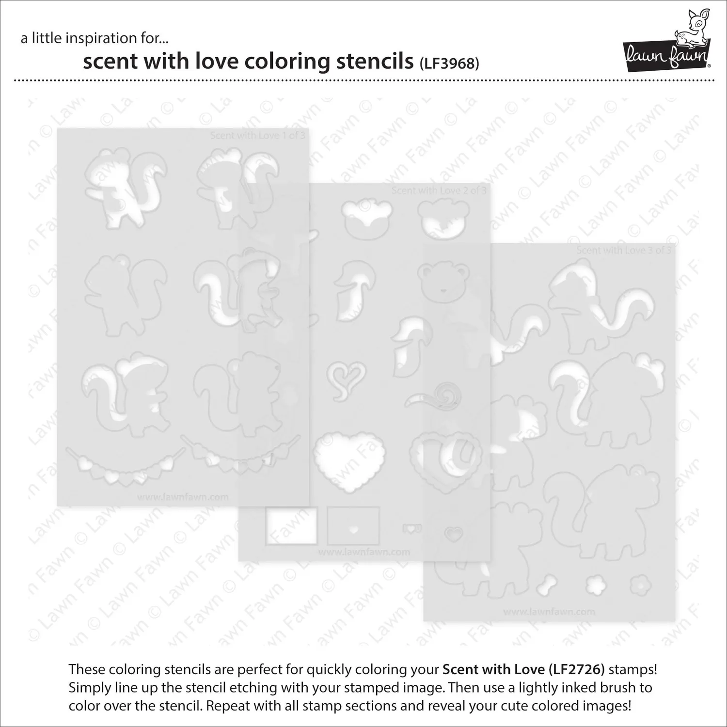 Lawn Fawn Scent with Love Coloring Stencils LF3968 3tlg