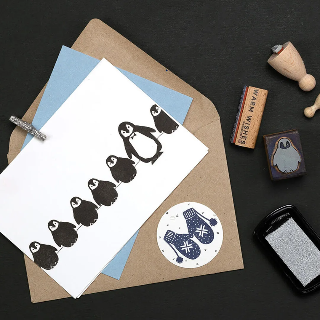 Perlenfischer Pinguin Stempel 38x29 mm Holz