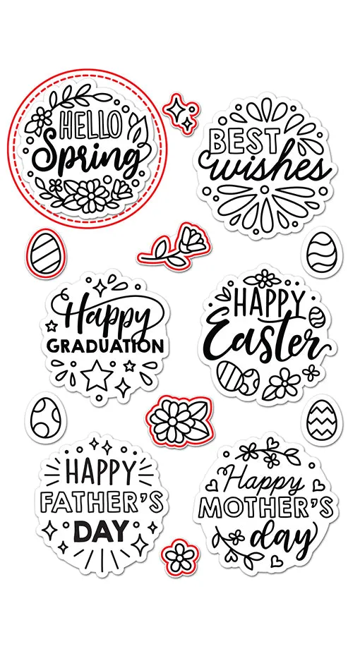 Lawn Fawn Magic Spring Messages Stanze Schriftzüge