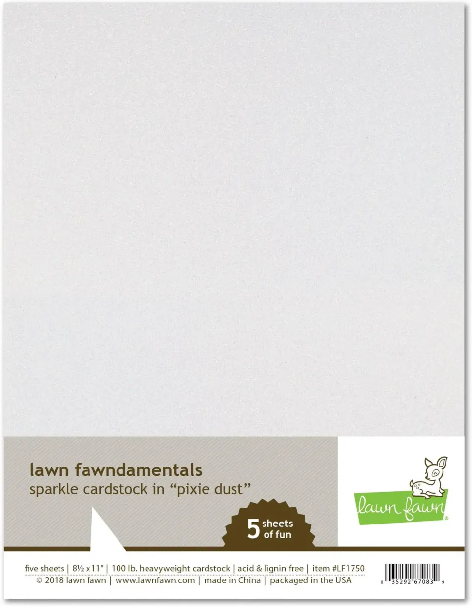 Lawn Fawn Sparkle Cardstock Pixie Dust Glitzerpapier 5 Blatt