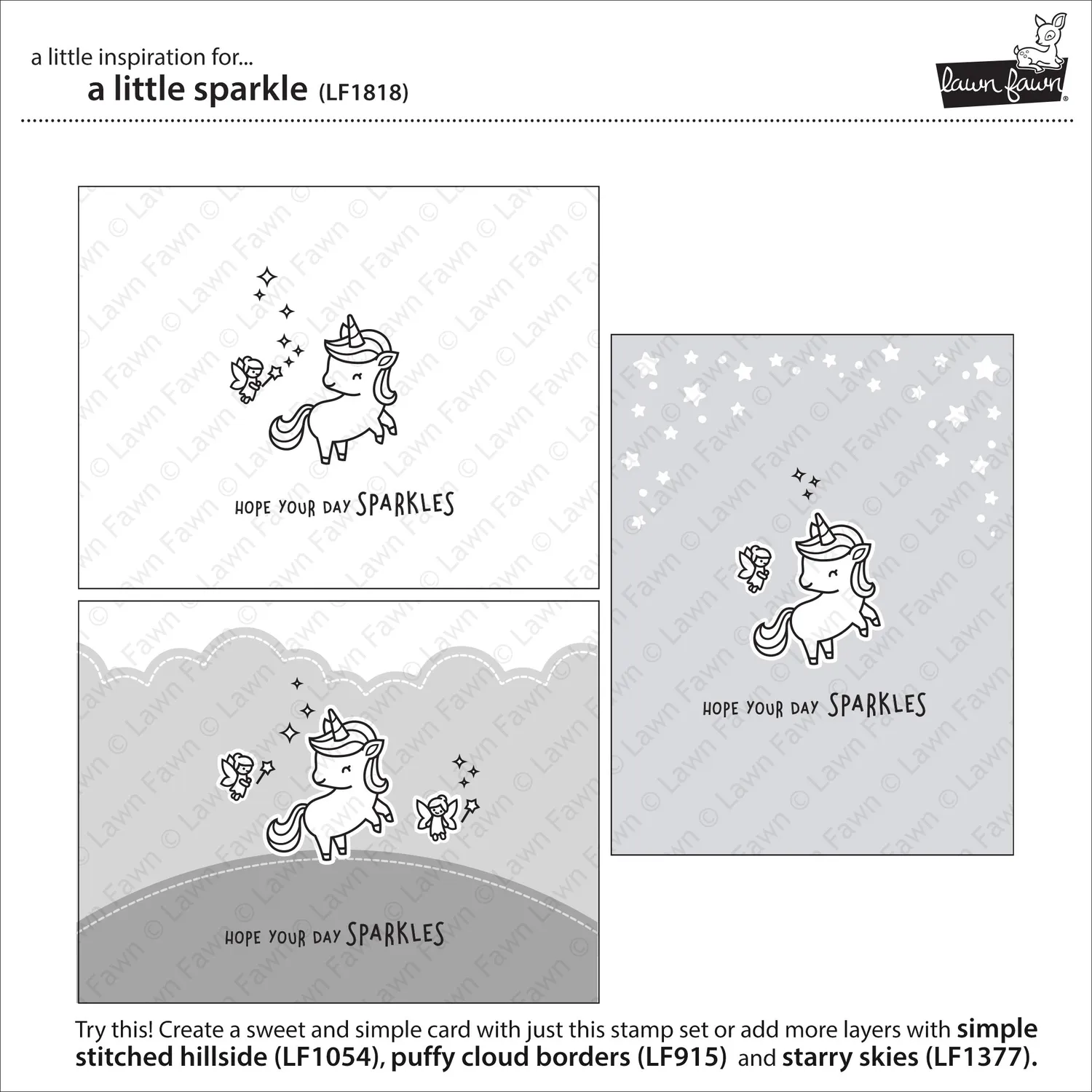 Lawn Fawn A Little Sparkle Stempel Einhorn
