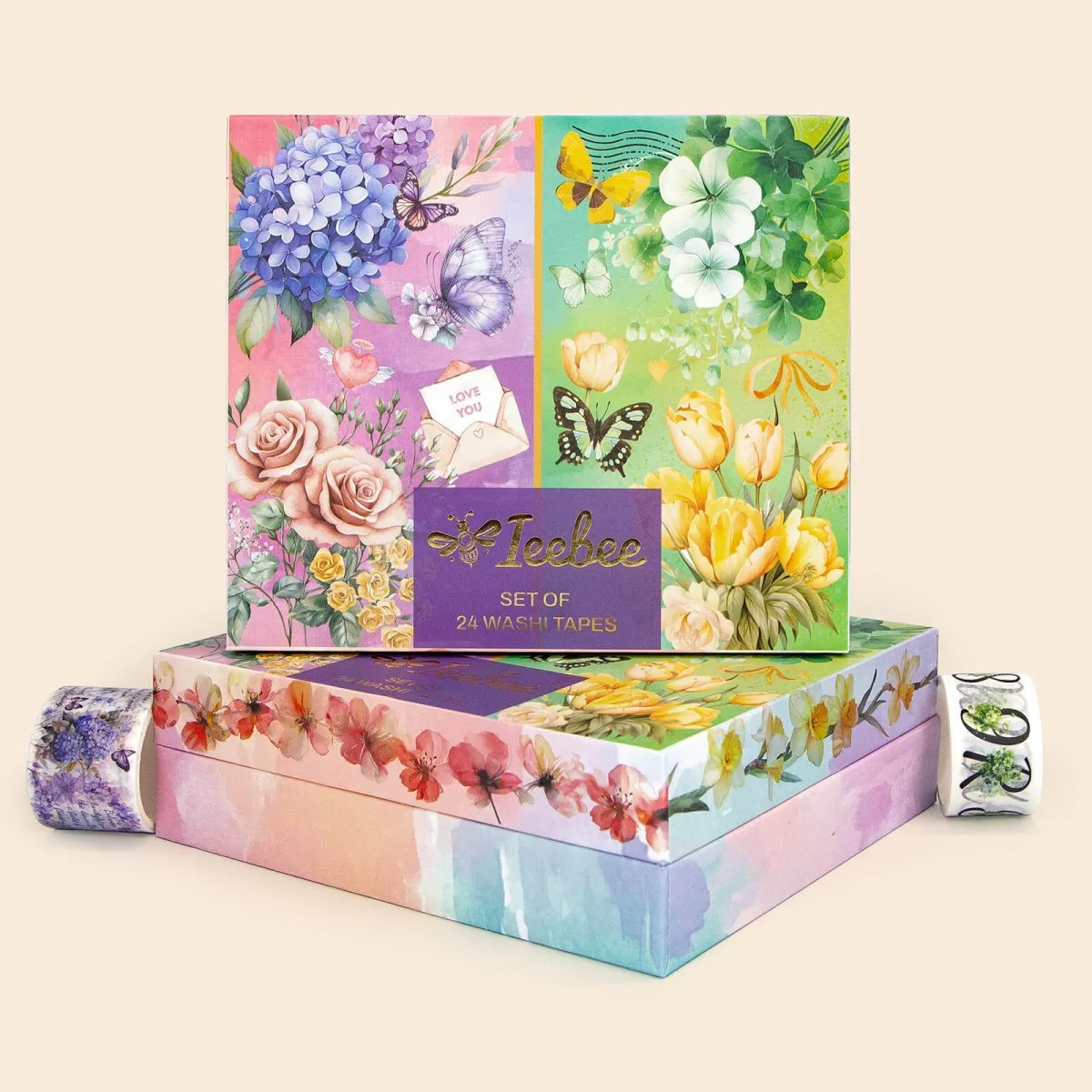 Ieebee Alphabet Washi Tape Set 24 Rollen floral Buchstaben
