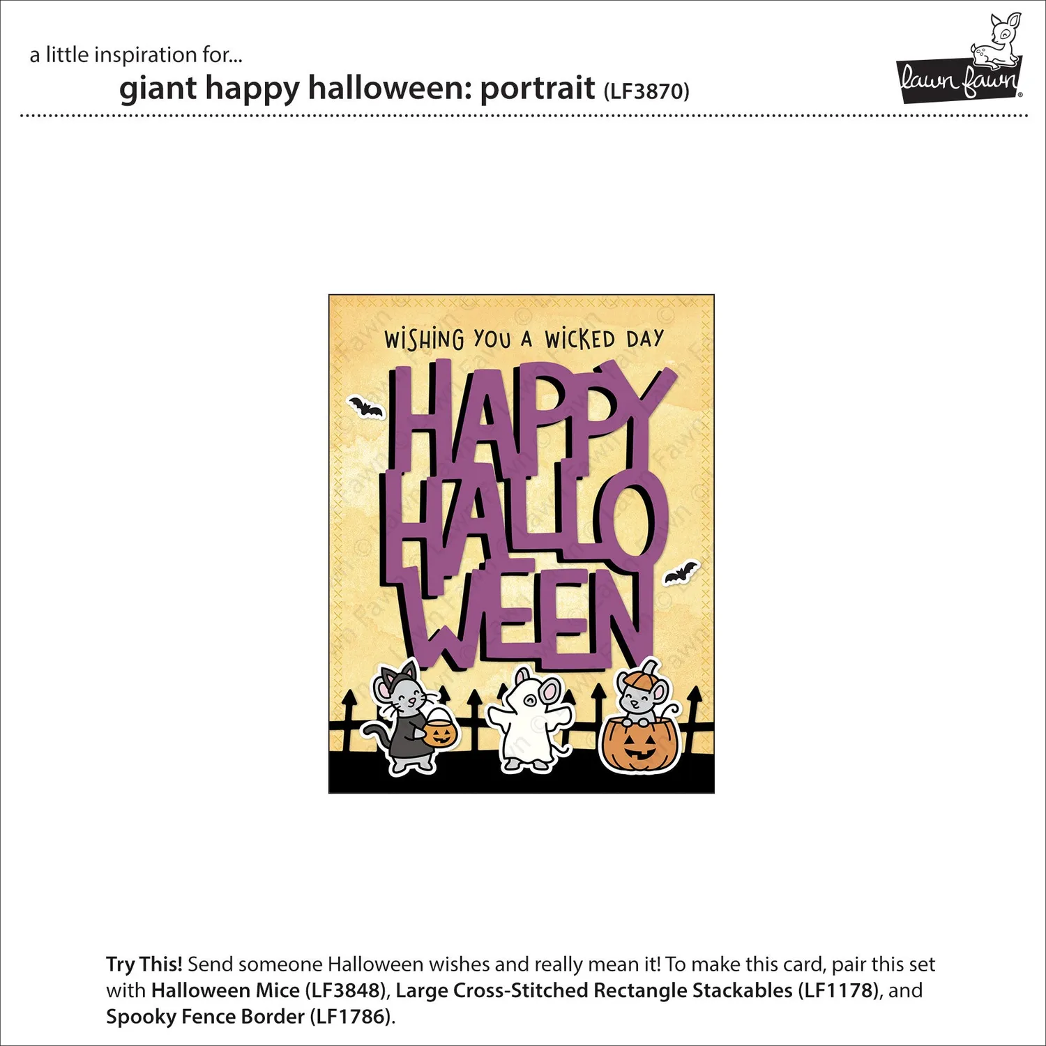 Lawn Fawn Lawn Cuts Giant Happy Halloween Portrait Stanze