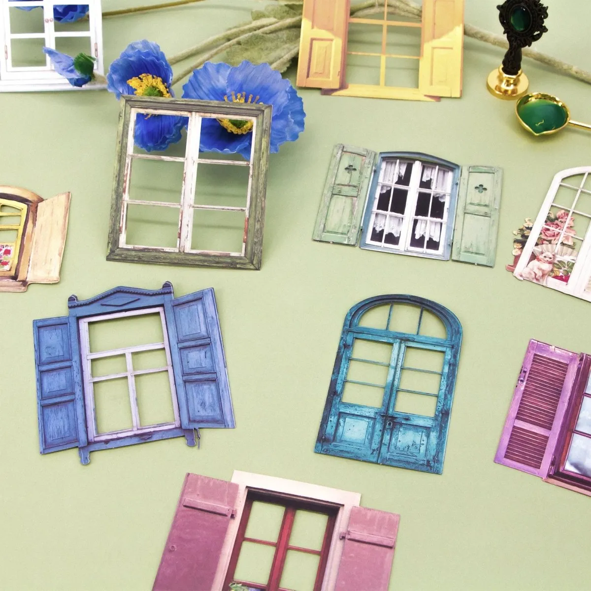 Ieebee Dream Window Aufkleber 10 Stück Green Forest Retro