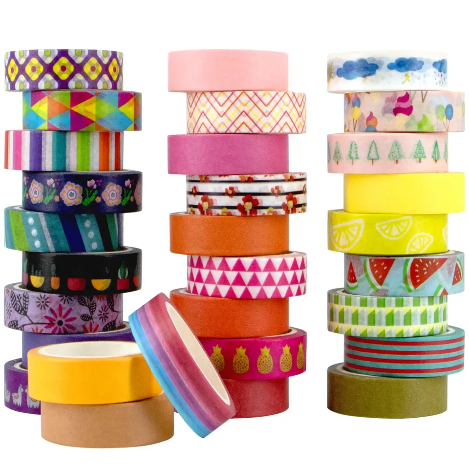 Ieebee Mixed Pattern Washi-Tape 30 Rollen Karo Streifen